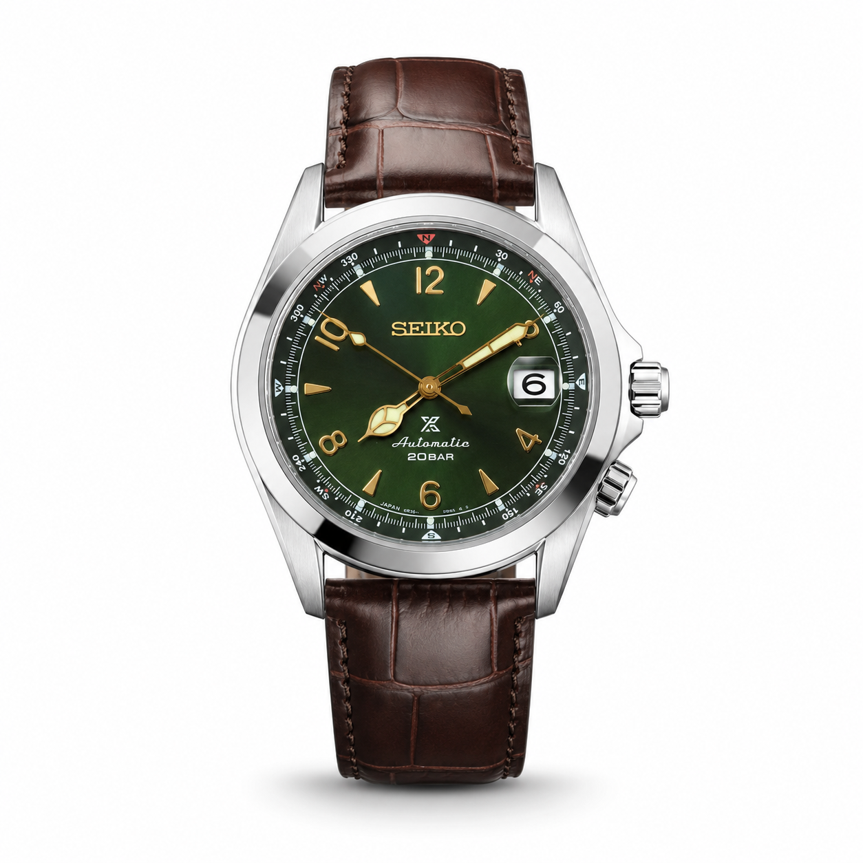 2026 Automatic Alpinist Watch – Compass Bezel · Green Dial · 20 BAR Water Resistant
